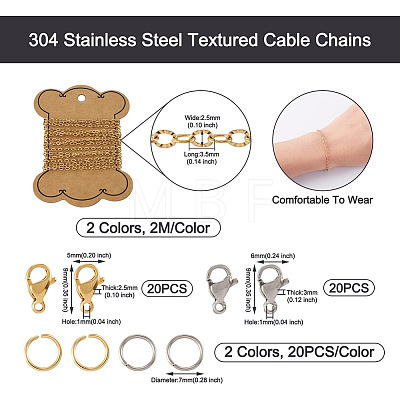 304 Stainless Steel Textured Cable Chains DIY-BY0001-43-1