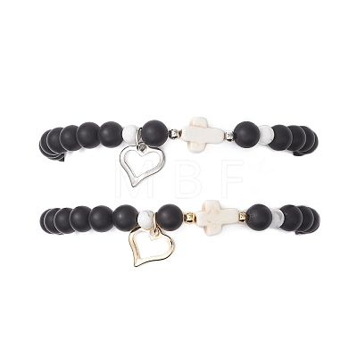 2Pcs 201 Stainless Steel Open Charm Bracelets BJEW-JB12719-1