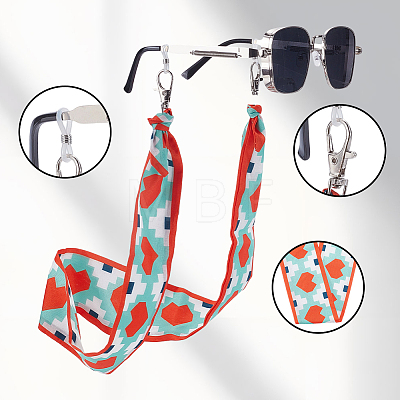 2Sets 2 Colors Polyester Ribbon Eyeglasses Chains AJEW-SP0006-03-1