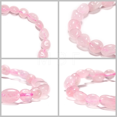 Natural Rose Quartz Bead Stretch Bracelets BJEW-K213-01-1