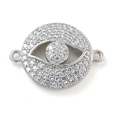 Rack Plating Brass Micro Pave Clear Cubic Zirconia Eye Connector Charms KK-A234-047P-1