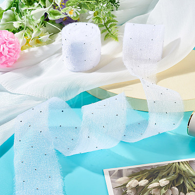 2Rolls Polyester Hot-fix Rhinestone Raw Edges Ribbon OCOR-TA0003-95H-1