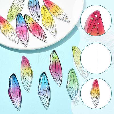 12Pcs 6 Colors Transparent Epoxy Resin Big Pendants RESI-FS0002-44-1