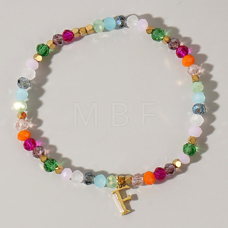 Brass Initial Charm Bracelets KC4213-6-1