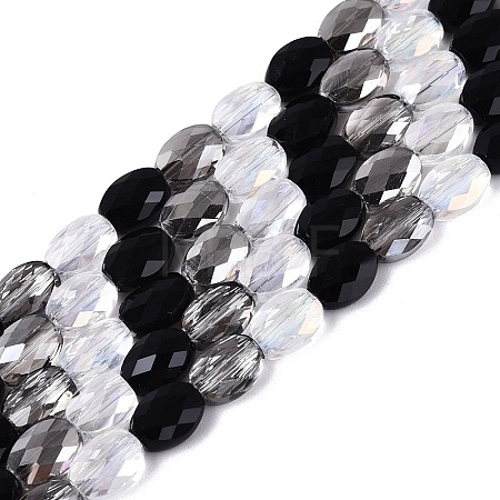 Electroplate Imitation Jade & Opaque & Transparent Glass Beads Strands EGLA-Q135-6x8MM-01H-1