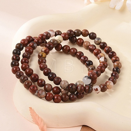 Natural Red Jasper Bead Stretch Bracelets BJEW-K212-A-012-1