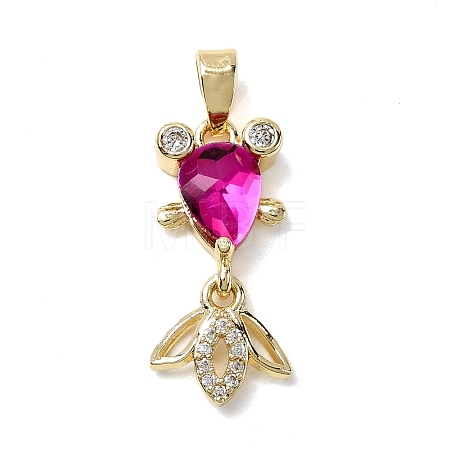 Brass Micro Pave Cubic Zirconia Pendants KK-K375-27G-15-1