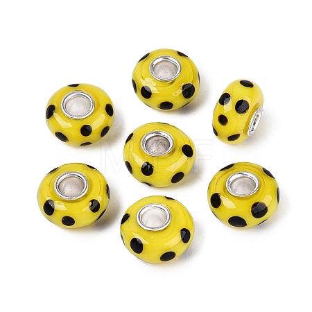 Handmade Lampwork & Brass Core European Beads LAMP-N044-02S-01-1