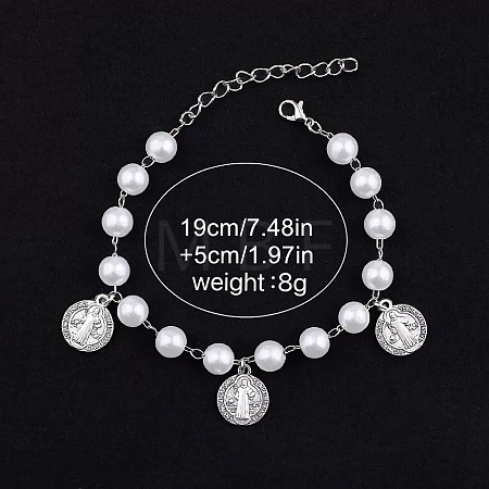 Iron Flat Round with  Saint Benedict Charm Bracelets HP3576-1
