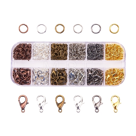 Alloy Lobster Claw Clasps and Iron Jump Rings FIND-X0007-1