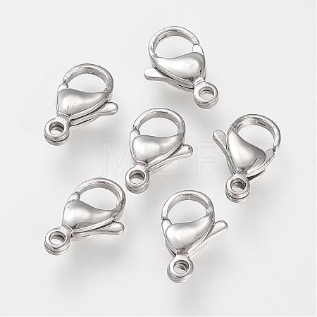 Tarnish Resistant 304 Stainless Steel Lobster Claw Clasps STAS-S066-12mm-15-1
