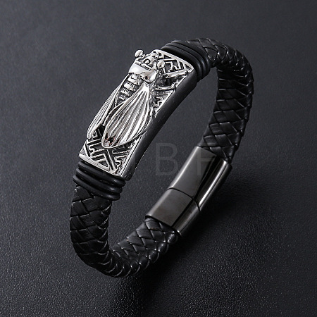 Punk Braided PU Leather Cord Bracelets IC2767-3-1