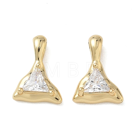 Brass Micro Pave Clear Cubic Zirconia Pendants KK-C259-01G-1