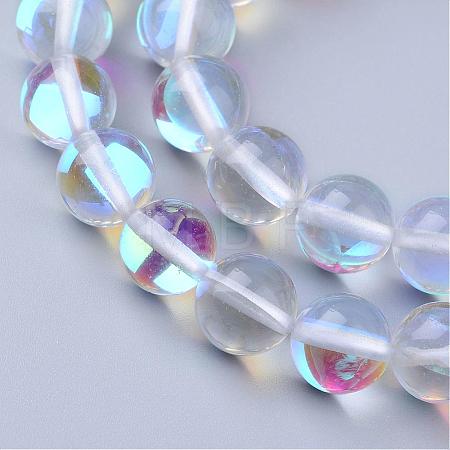 Synthetic Moonstone Beads Strands G-R375-6mm-B13-1