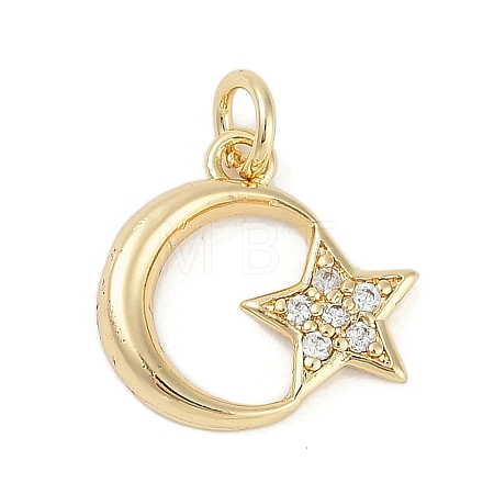 Rack Plating Brass Micro Pave Cubic Zirconia Pendants X-KK-H509-02G-01-1