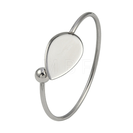 304 Stainless Steel Blank Bangle Bases with Teardrop Tray STAS-Z088-01P-02-1