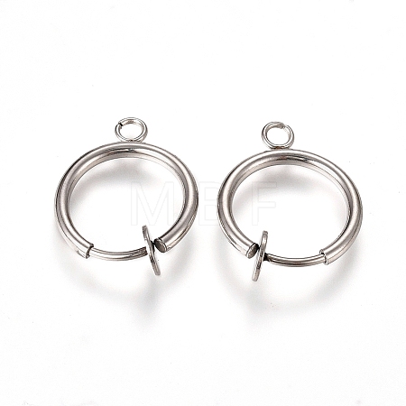 Tarnish Resistant 304 Stainless Steel Clip-on Earring Findings X-STAS-L238-025P-1