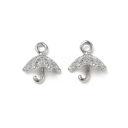 Brass Micro Pave Clear Cubic Zirconia Charms KK-P355-05P-1