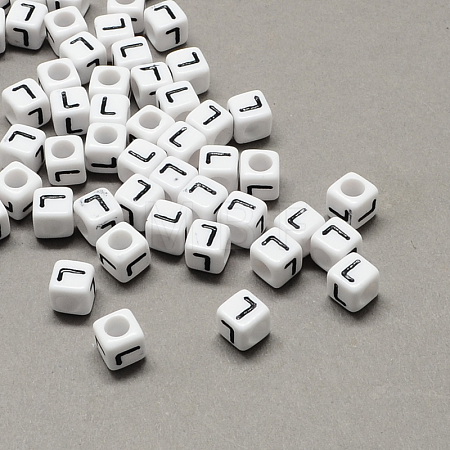 Large Hole Acrylic Letter European Beads SACR-Q103-7mm-01L-1