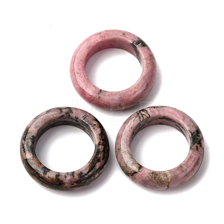 Natural Rhodonite Plain Band Ring for Women RJEW-P044-01A-11-1