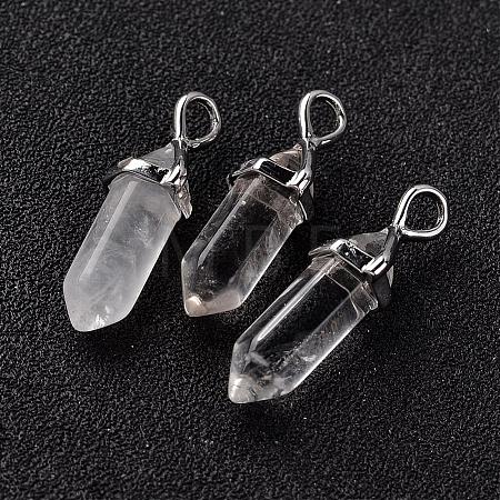 Bullet Natural Quartz Crystal Pointed Pendants G-E332-A09-1