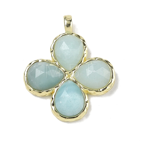 Natural Flower Amazonite Faceted Pendants G-A308-01G-10-1