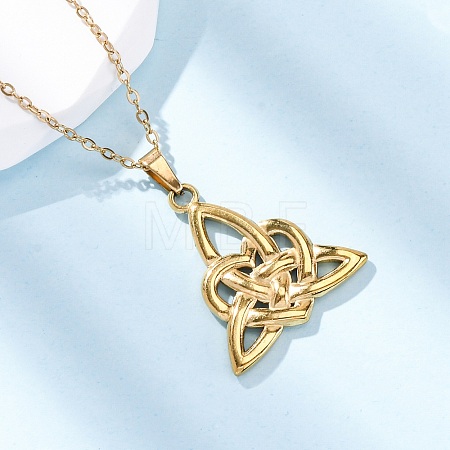 Trinity Knot 304 Stainless Steel Pendant Necklaces NJEW-H059-02G-1