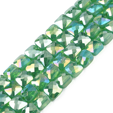 Electroplate Opaque Solid Color Glass Beads Strands EGLA-N002-43-04-1