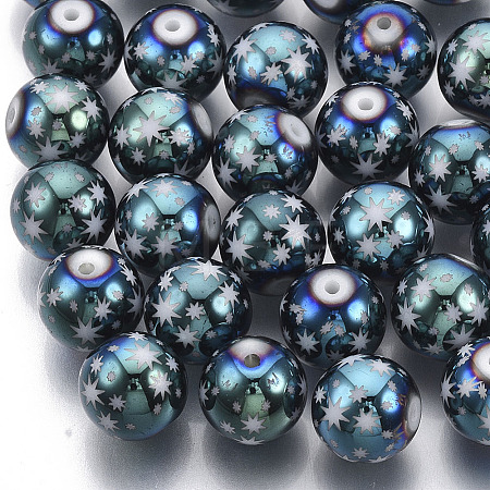 Christmas Electroplate Glass Beads X-EGLA-R113-07E-1