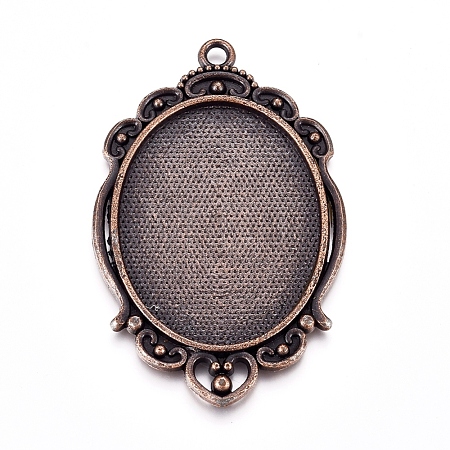 Tibetan Style Alloy Pendant Cabochon Settings X-TIBEP-A22962-R-FF-1