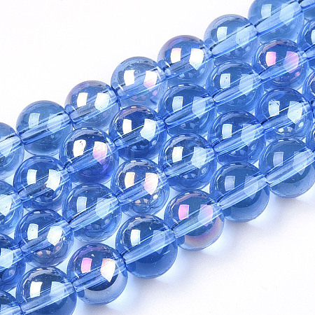 Electroplate Transparent Glass Beads Strands GLAA-T032-T8mm-AB04-1