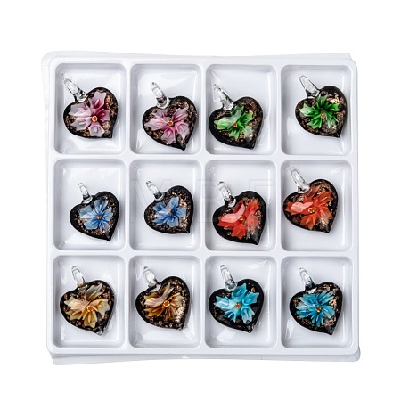 Handmade Gold Sand Lampwork Pendants LAMP-S059-2-B-1