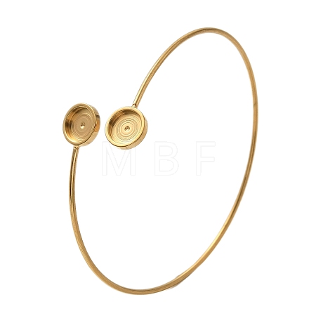 Ion Plating(IP) 304 Stainless Steel Cuff Blank Bangle Bases with Round Tray STAS-Z088-03B-G-1