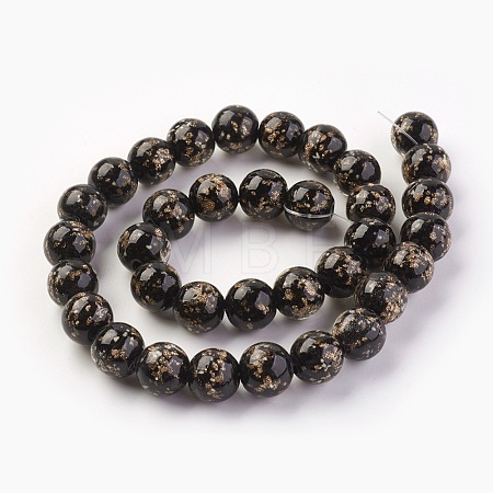 Handmade Gold Sand Lampwork Beads Strands LAMP-P051-L04-12mm-1
