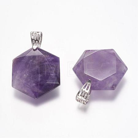 Natural Amethyst Gemstone Pendants G-E338-09K-1