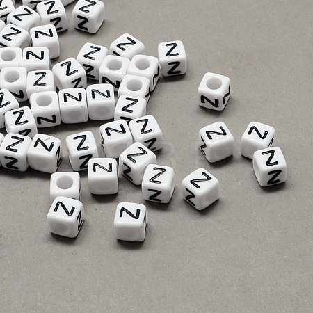 Large Hole Acrylic Letter European Beads SACR-Q103-8mm-01Z-1