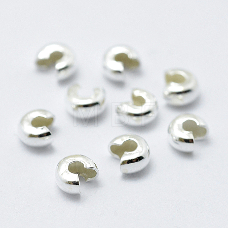 925 Sterling Silver Crimp Beads Cover STER-G027-27S-4mm-1