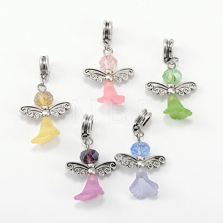 Lovely Wedding Dress Angel Alloy European Dangle  Large Hole Pendants PALLOY-JF00003-1