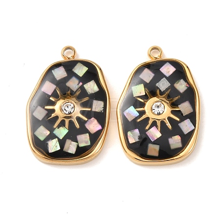 304 Stainless Steel Enamel Pendants STAS-F352-04B-02-1