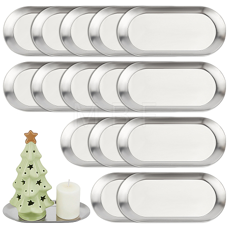 20Pcs Oval 430 Stainless Steel Jewelry Display Plate STAS-WA0001-04-1