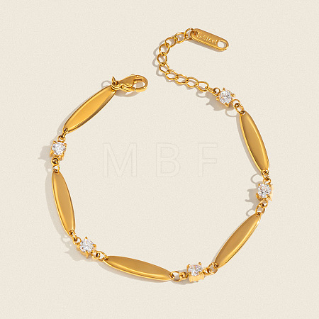 304 Stainless Steel Crystal Rhinestone Horse Eye Link Chain Bracelets for Women GV0285-1-1