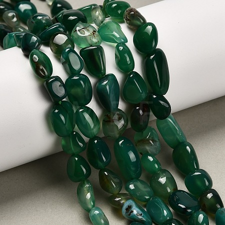Natural Green Onyx Agate(Dyed & Heated) Beads Strands G-P568-C14-01-1