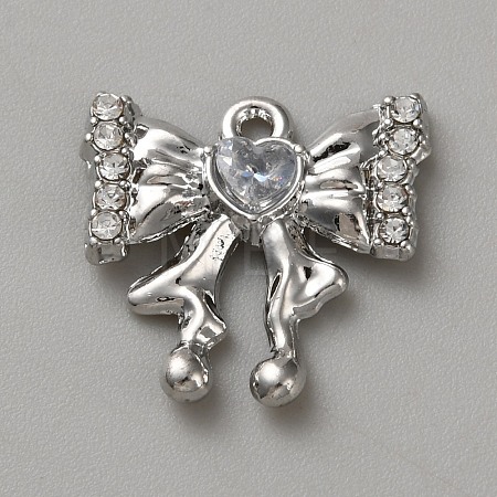 White Series Love Bow Alloy Acrylic Pendant PALLOY-WH0115-01P-11-1