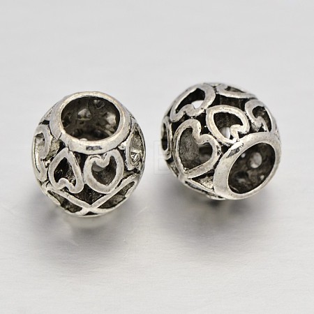 Filigree Heart Rondelle Alloy European Beads MPDL-N036-02-1