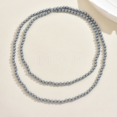 French Style 8MM Round Plastic Imitation Pearl Beaded Long Necklaces for Women EA7399-4-1