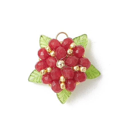 Dyed Natural Malaysia Jade & Glass Beaded Pendants PALLOY-MZ01265-02-1