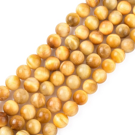 Natural Gold Tiger Eye Beads Strands G-G212-8mm-18-1