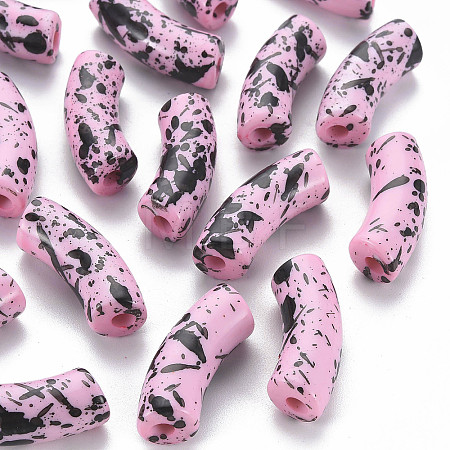 Opaque Spray Painted Acrylic Beads MACR-S372-001F-B03-1