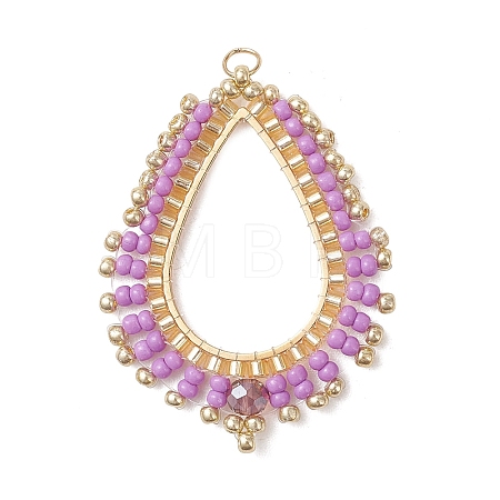 Glass Seed Beaded Pendnats PALLOY-MZ01361-01-1
