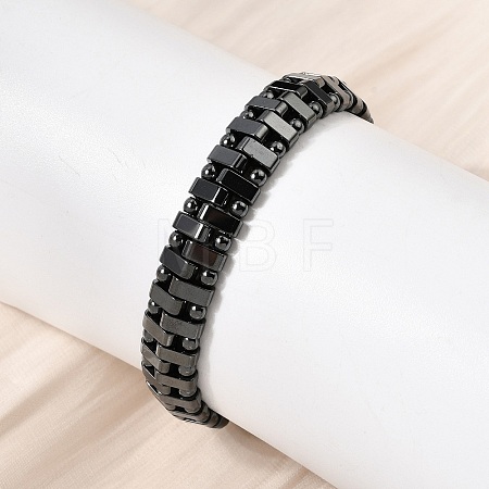 Non-magnetic Synthetic Hematite Stretch Bracelets for Men Women BJEW-G783-02-1